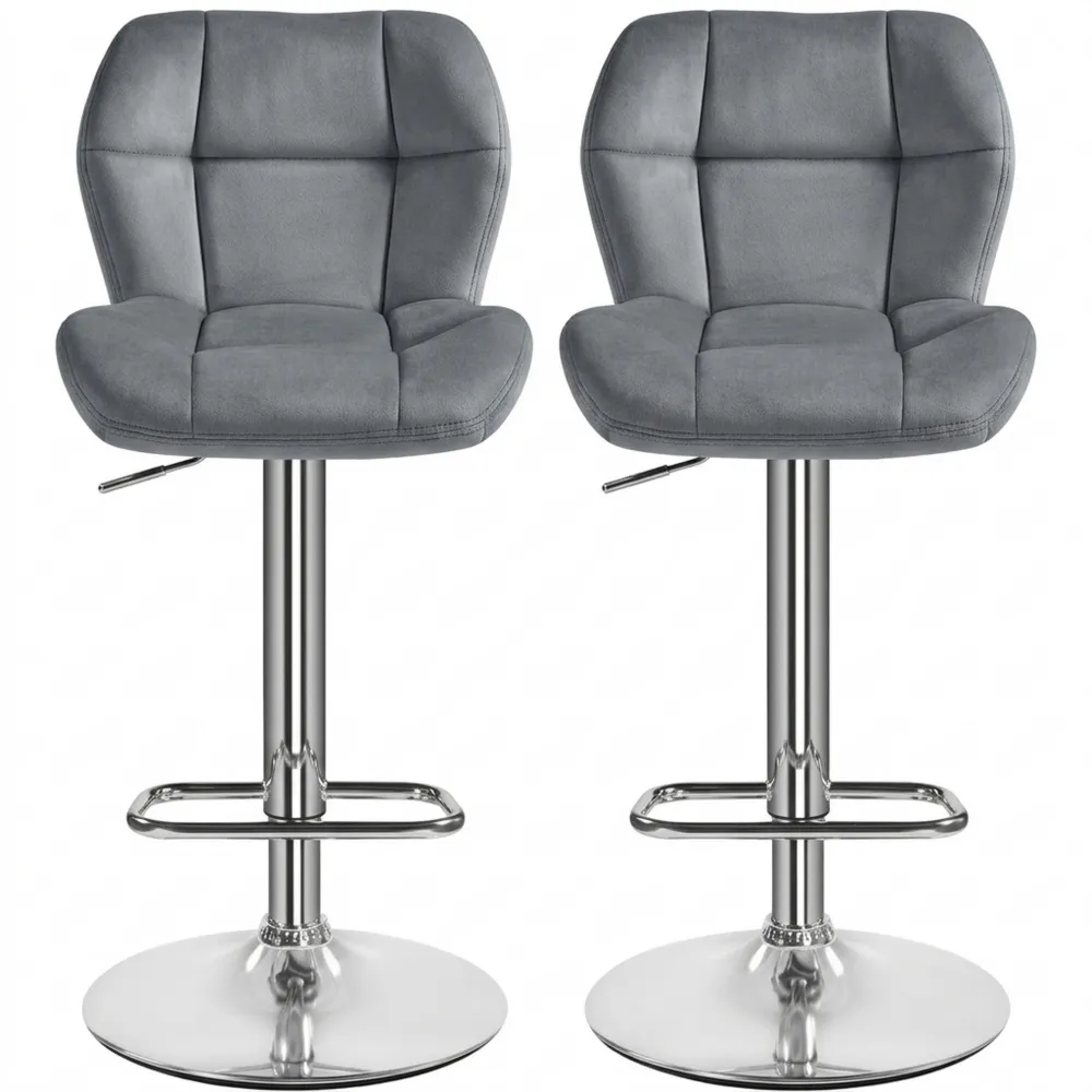 Höhenverstellbare Barhocker im Dunkelgrau mit Rückenlehne