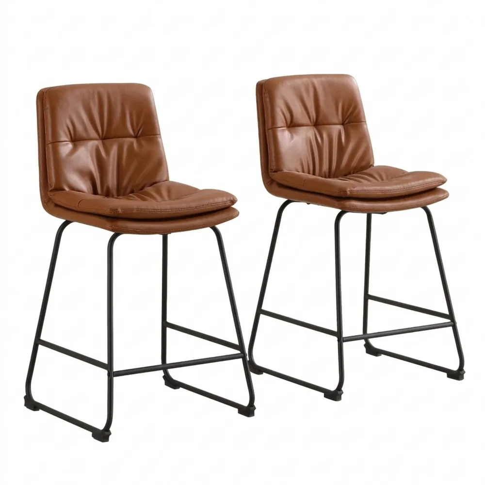 Höhenverstellbare Küchen- und Tresenhocker aus Kunstleder, Braun