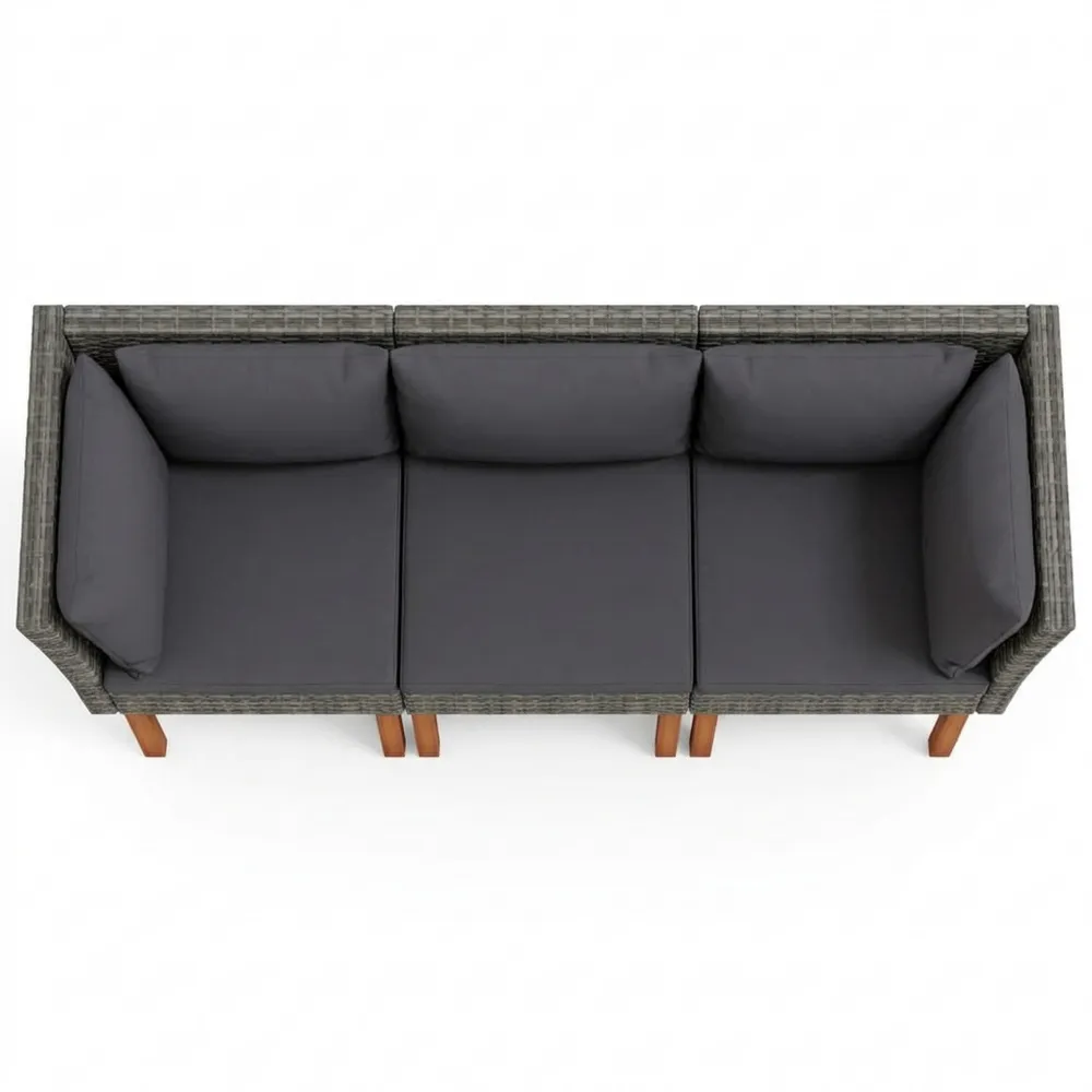 Zweisitzer Gartensofa mit Kissen aus Polyrattan und Stauraum