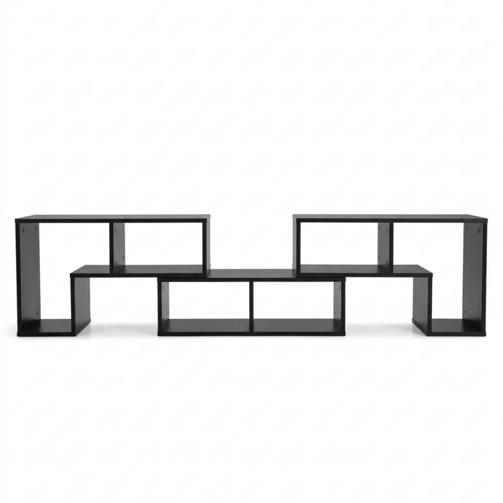 Modulares TV-Möbel, Holzregal für 65-Zoll-Fernseher, Schwarz