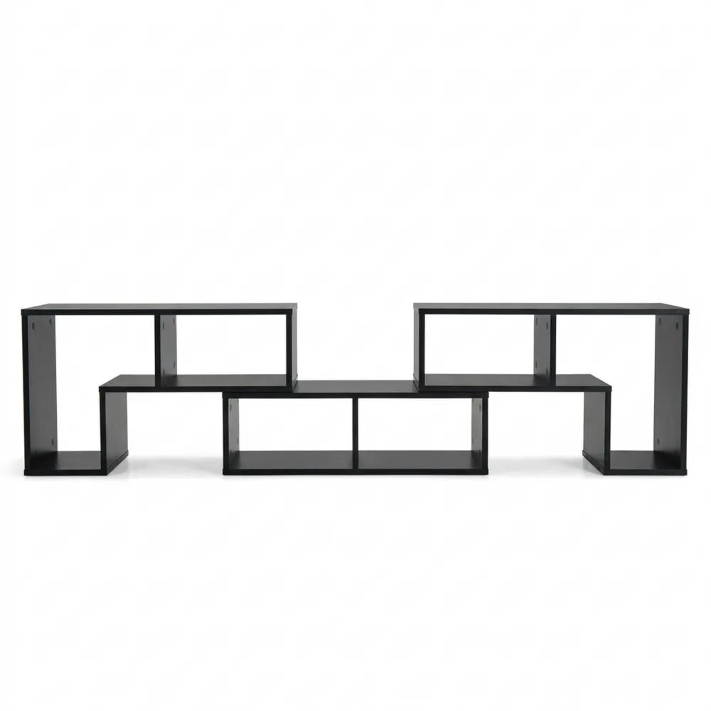 Modulares TV-Möbel, Holzregal für 65-Zoll-Fernseher, Schwarz