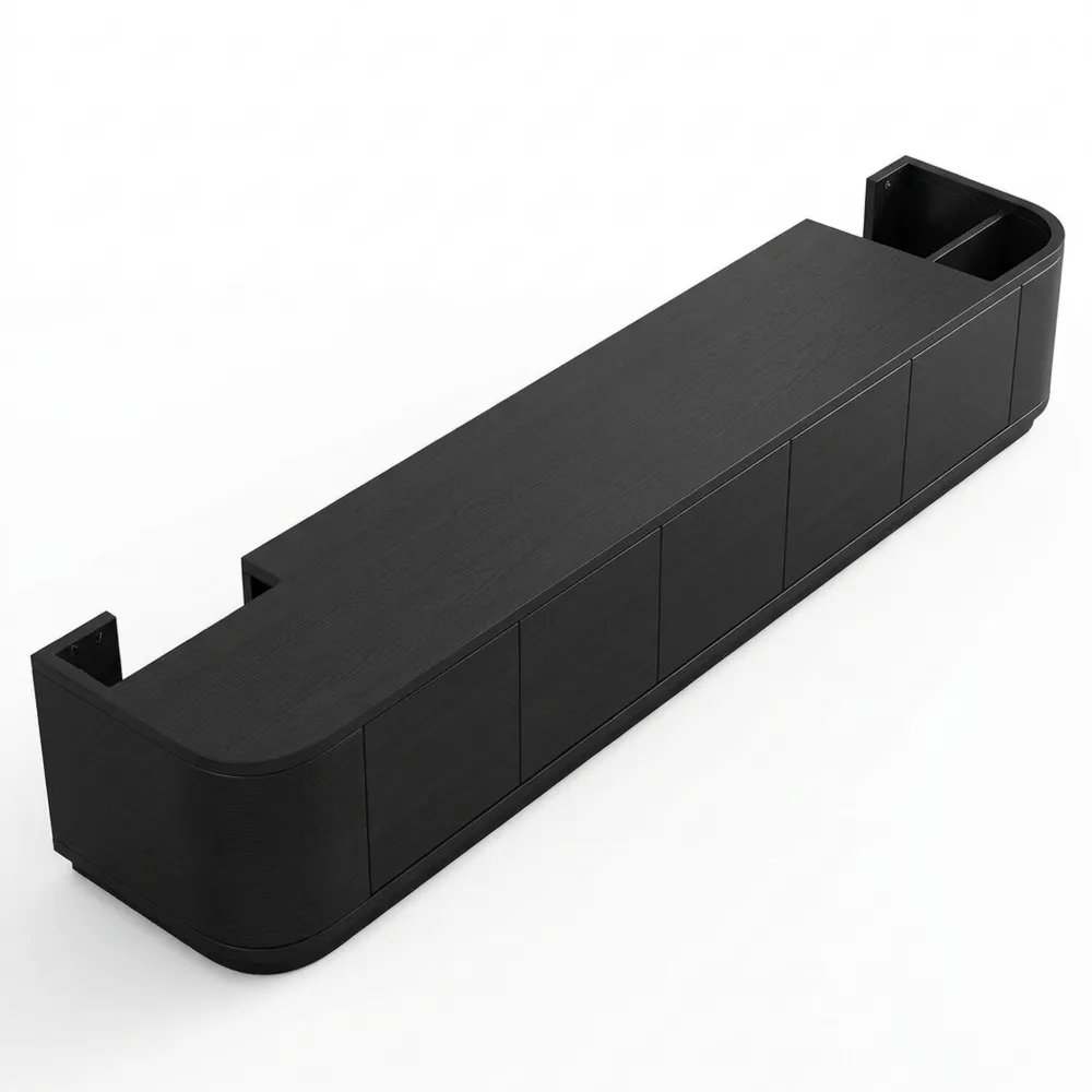 Wandmontierter TV-Schrank mit Stauraum, Schwarz