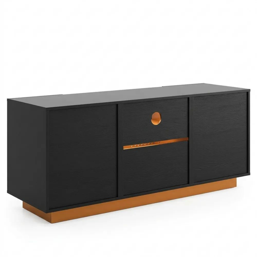 Hochglanz-TV-Schrank mit LED-Beleuchtung, Schwarz