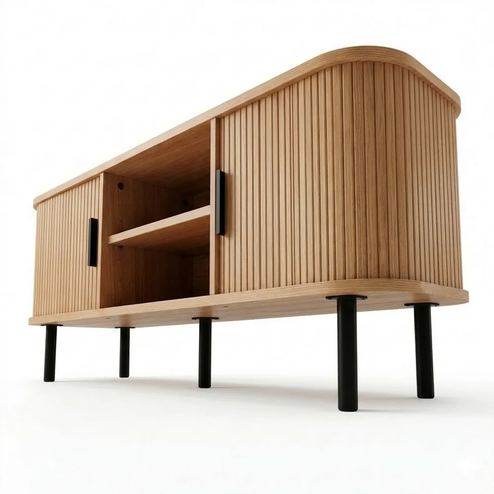 Moderne TV-Kommode mit Rillenstruktur, 140 x 40 x 46 cm