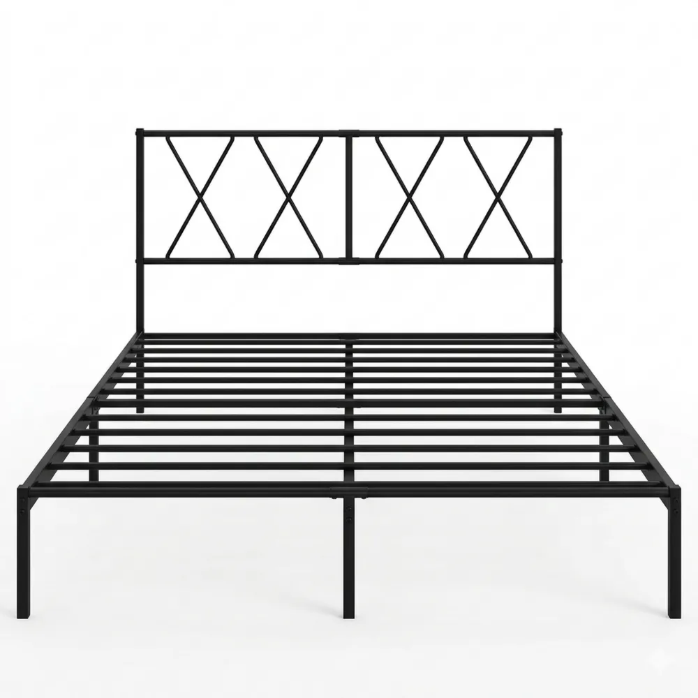 Modernes Bettgestell 140x200 cm mit Kopfteil und Lattenrost