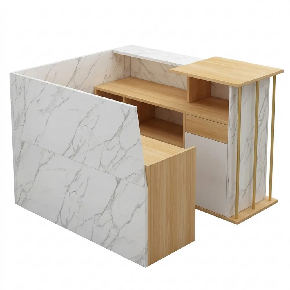 Moderne Empfangstheke für Kosmetik- und Bürostudio mit Stauraum