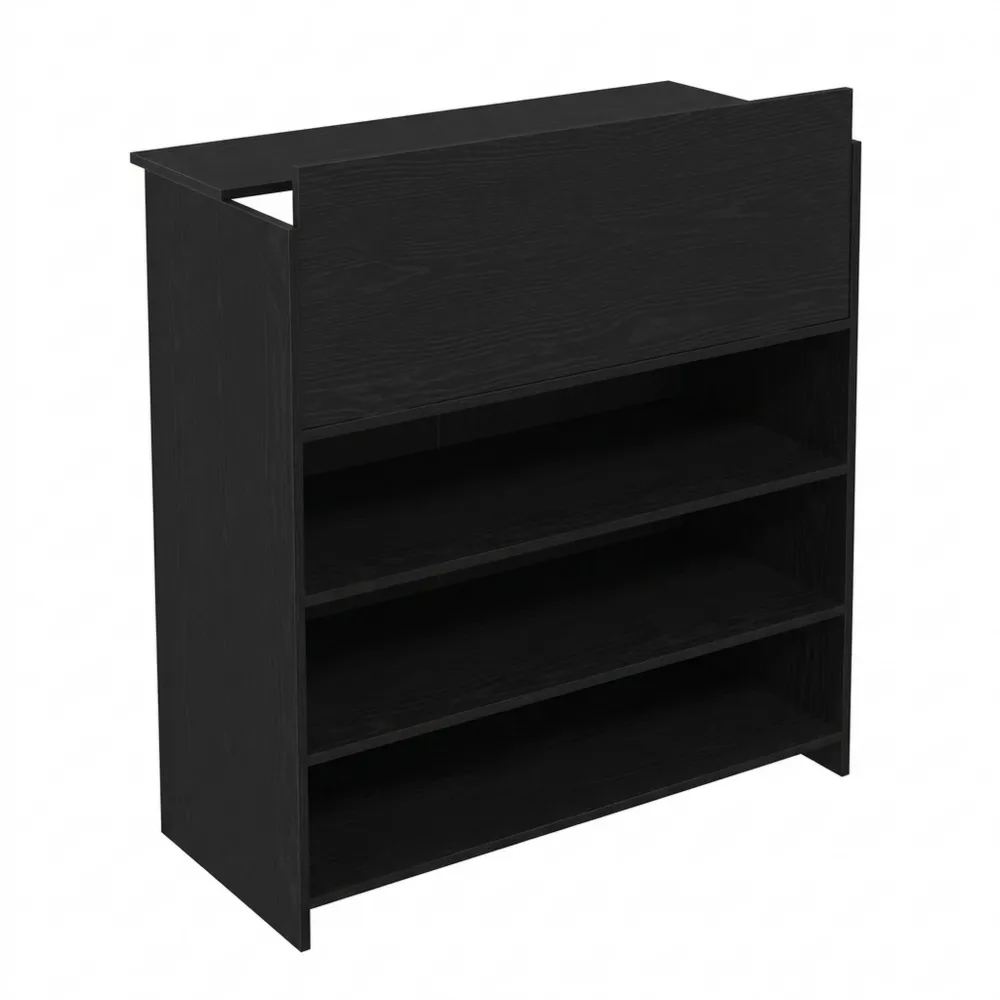 Schwarze Empfangstheke mit integriertem Tresen, 100x50x103,5 cm, bis 60 kg