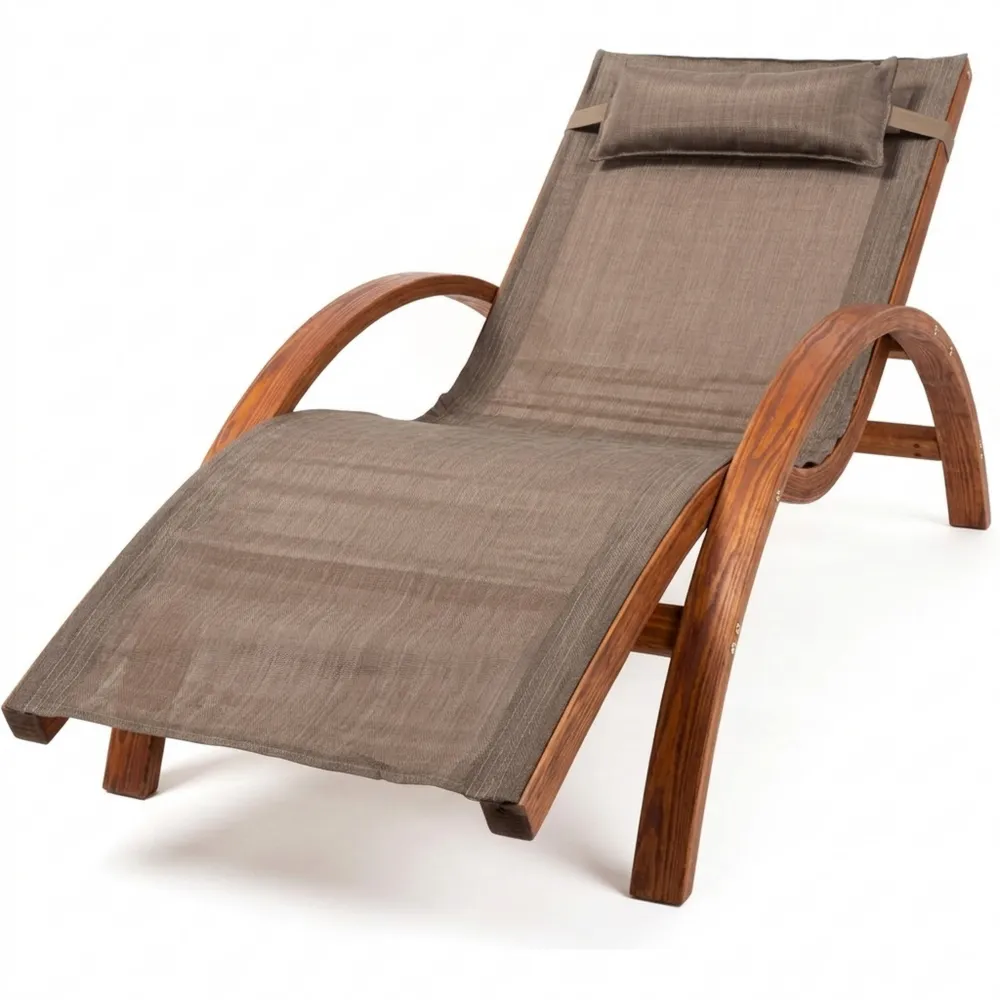 Wetterfeste Gartenliege mit Armlehnen aus Holz