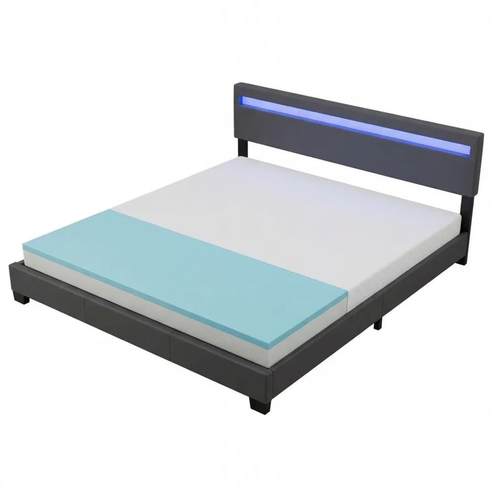 Modernes Doppelbett 180x200 cm mit LED und Stauraum