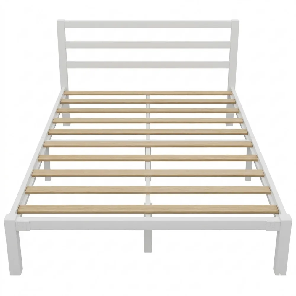 Metallbettgestell 120x200 cm mit Stauraum, modernes Design, einfache Montage, weiß