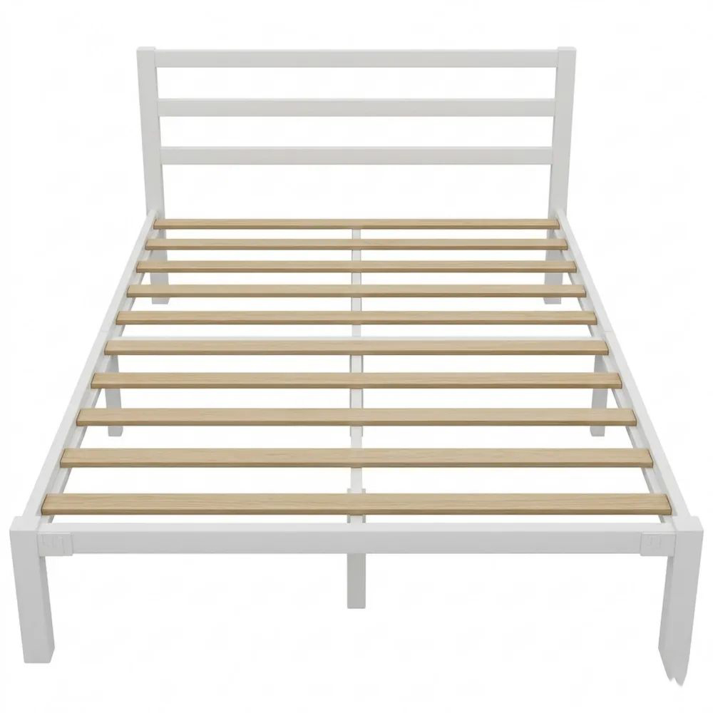 Metallbettgestell 120x200 cm mit Stauraum, modernes Design, einfache Montage, weiß