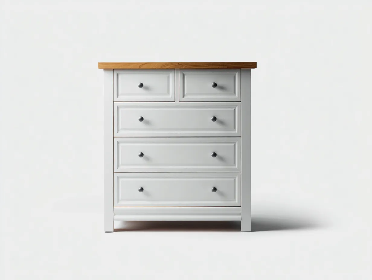 Cómodas madera 90x45x95 cm - blanco-roble - almacenamiento dormitorio clásico-Havenuphome