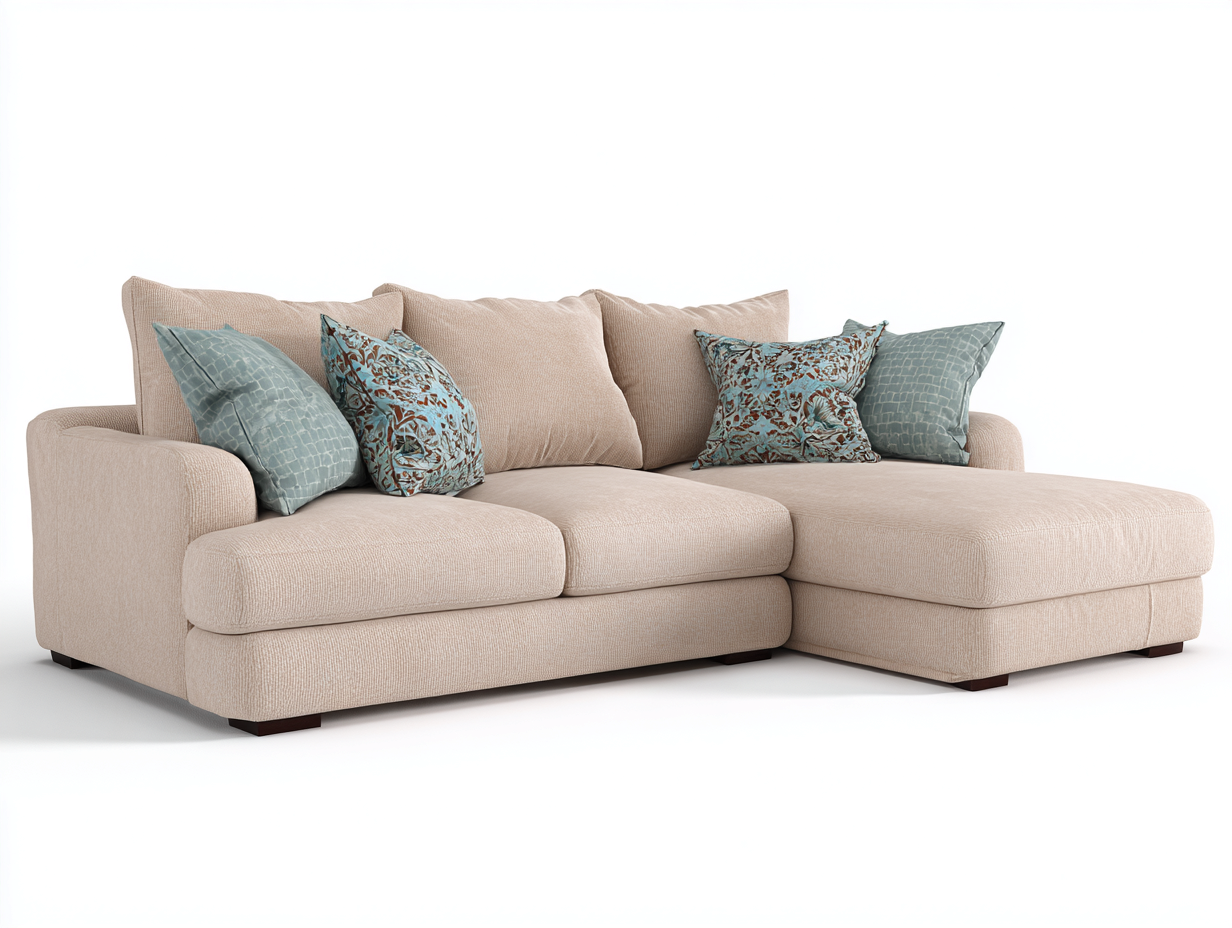 Sofás rinconeros tela acolchada 240x160x85 cm - beige - diseño moderno para salón-Havenuphome