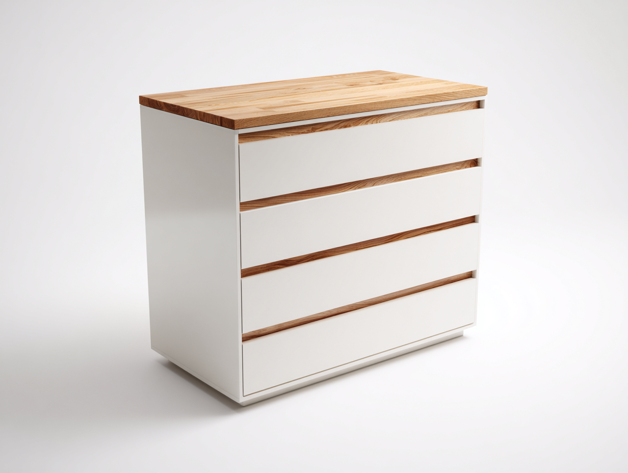 Cómodas de madera con 4 cajones 100x45x80 cm - blanco-marrón - diseño moderno-Havenuphome