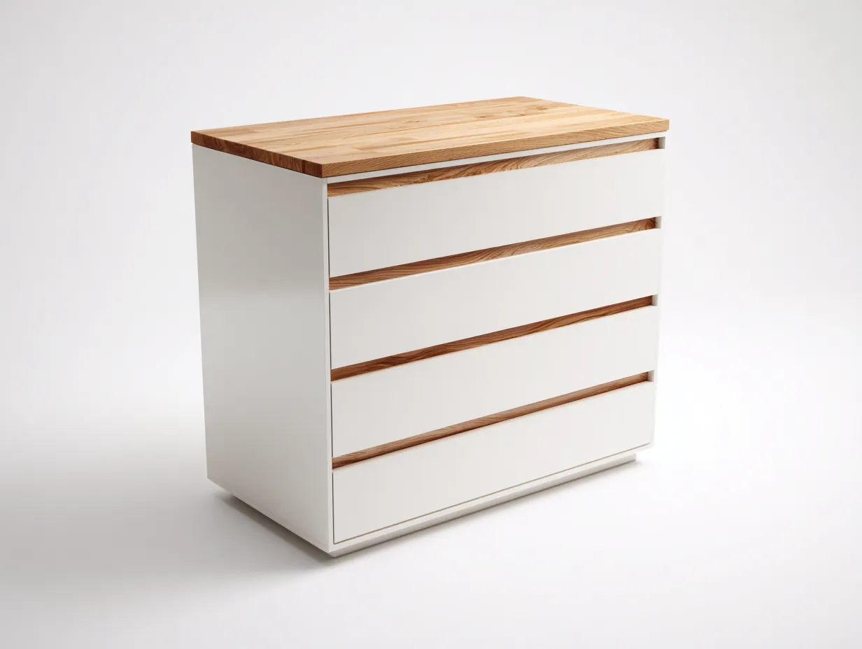 Cómodas de madera con 4 cajones 100x45x80 cm - blanco-marrón - diseño moderno-Havenuphome