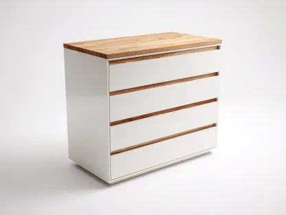 Cómodas de madera con 4 cajones 100x45x80 cm - blanco-marrón - diseño moderno-Havenuphome