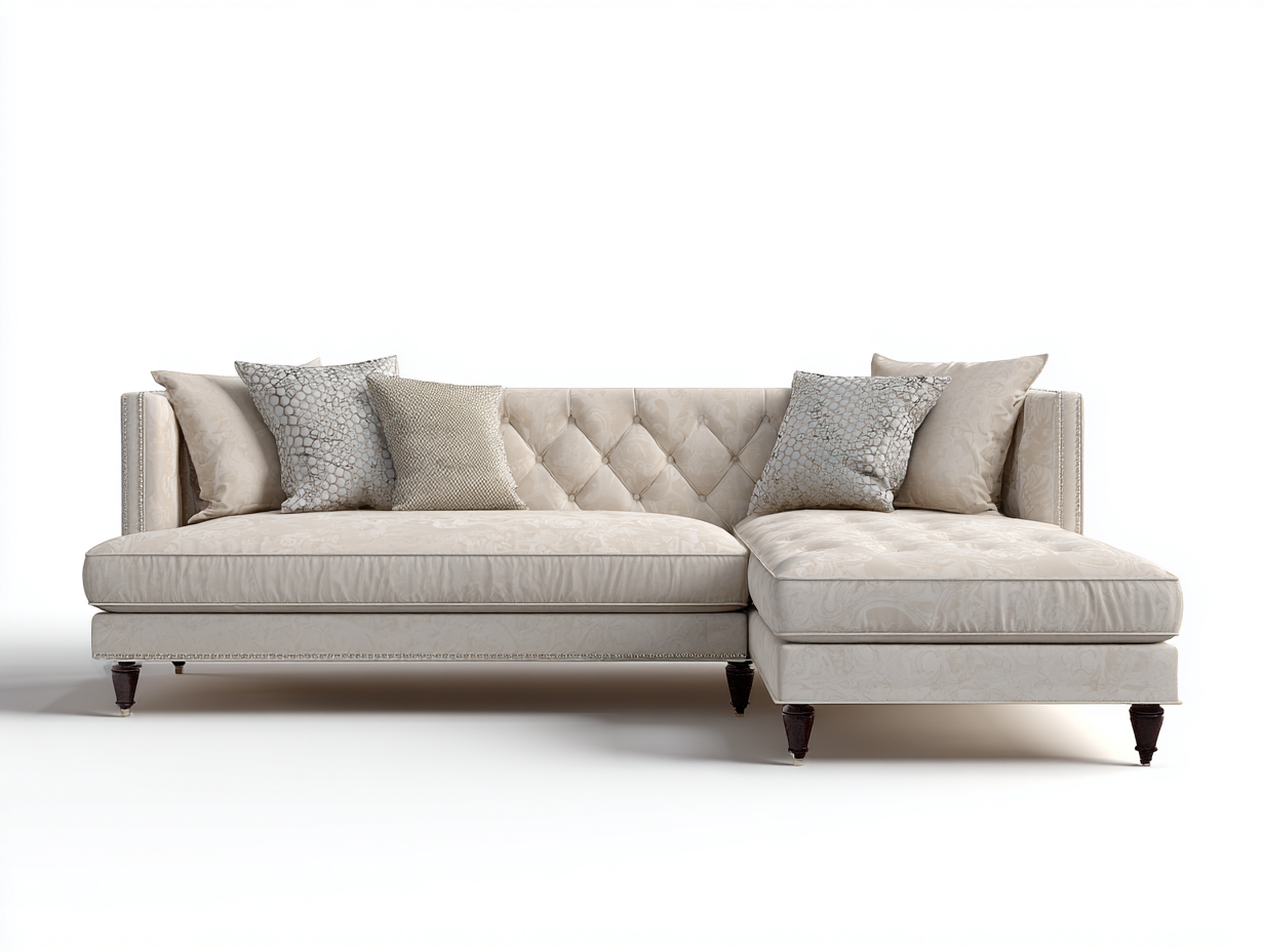 Sofás rinconeros tapizados en tela 250x160x85 cm - beige - 3 plazas con chaise longue - diseño clásico moderno-Havenuphome