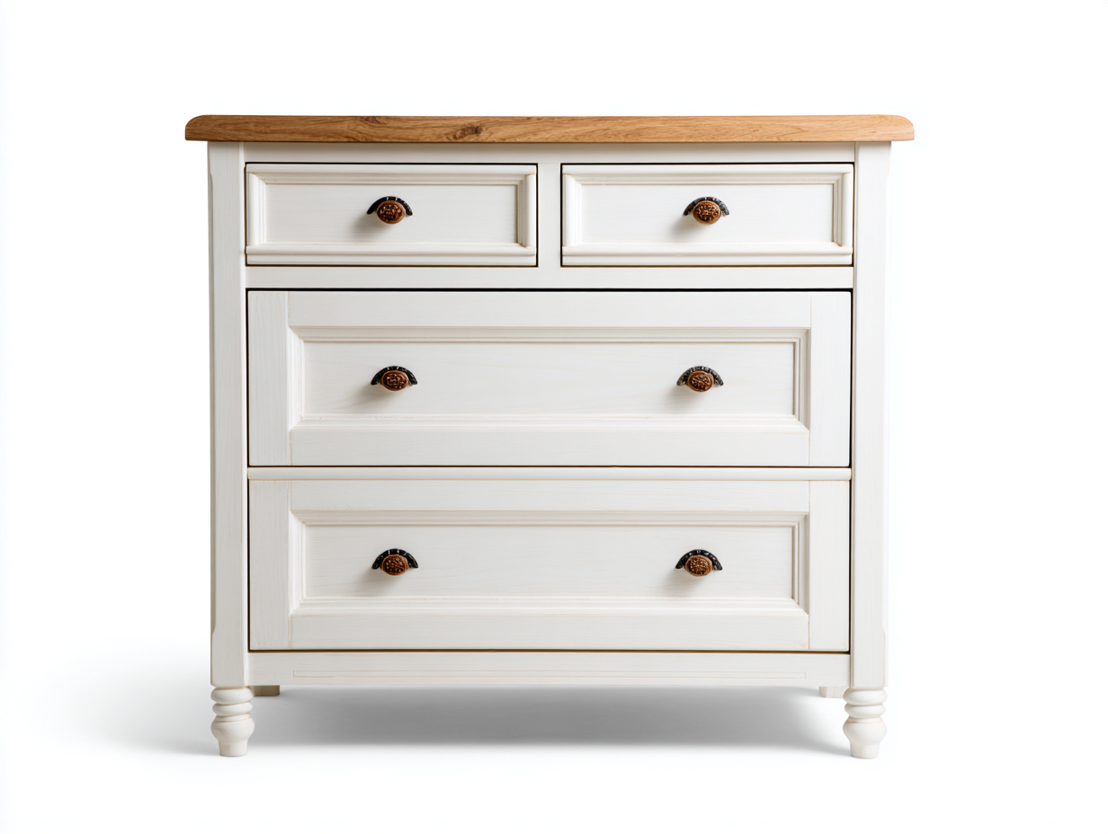 Cómodas madera con cajones de almacenamiento 100x45x85 cm - blanco-madera natural - diseño clásico-Havenuphome