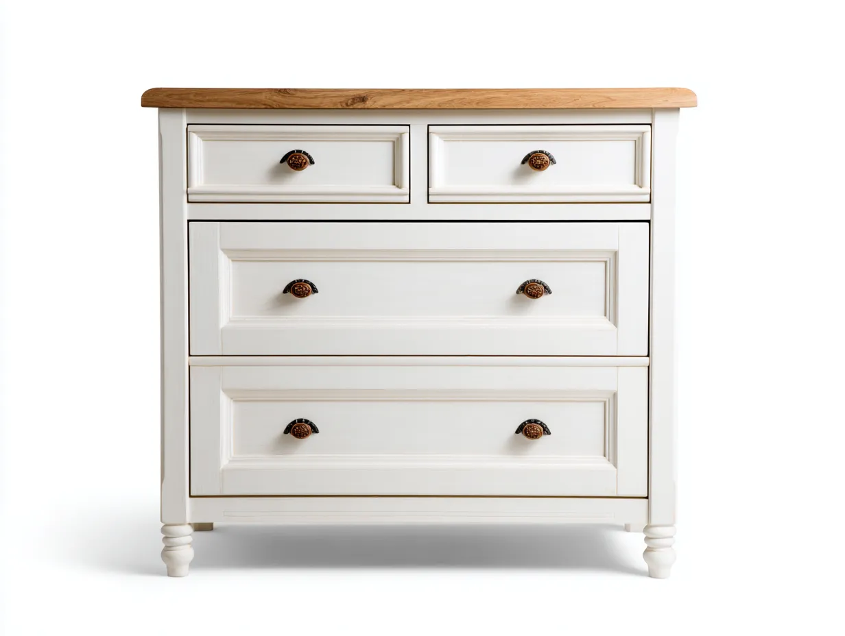 Cómodas madera con cajones de almacenamiento 100x45x85 cm - blanco-madera natural - diseño clásico-Havenuphome