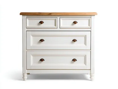 Cómodas madera con cajones de almacenamiento 100x45x85 cm - blanco-madera natural - diseño clásico-Havenuphome