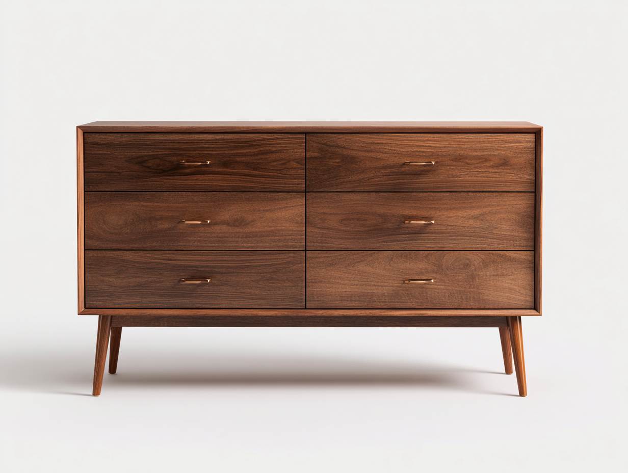 Cómodas de madera con 6 cajones 140x45x80 cm - marrón - patas de madera - diseño moderno-Havenuphome