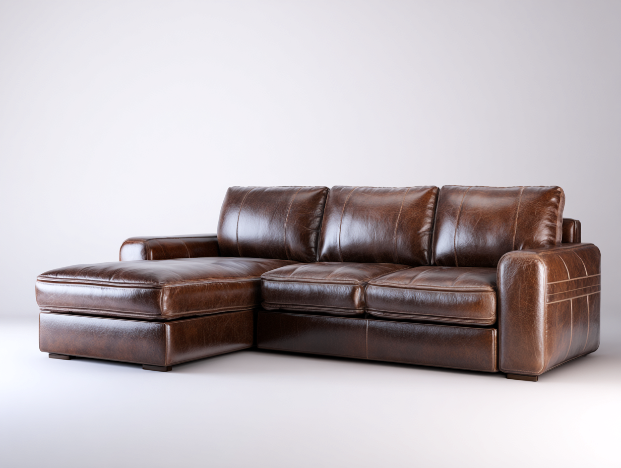 Sofás rinconeros tapizados en cuero sintético 260x160x85 cm - marrón - diseño moderno-Havenuphome