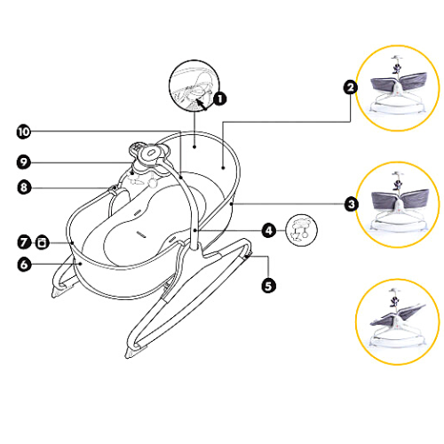 TINY LOVE®™ | LEŻACZEK | BUJACZEK | KRZESEŁKO | 0 -18 KG | 3W1 | GREY | SZARY