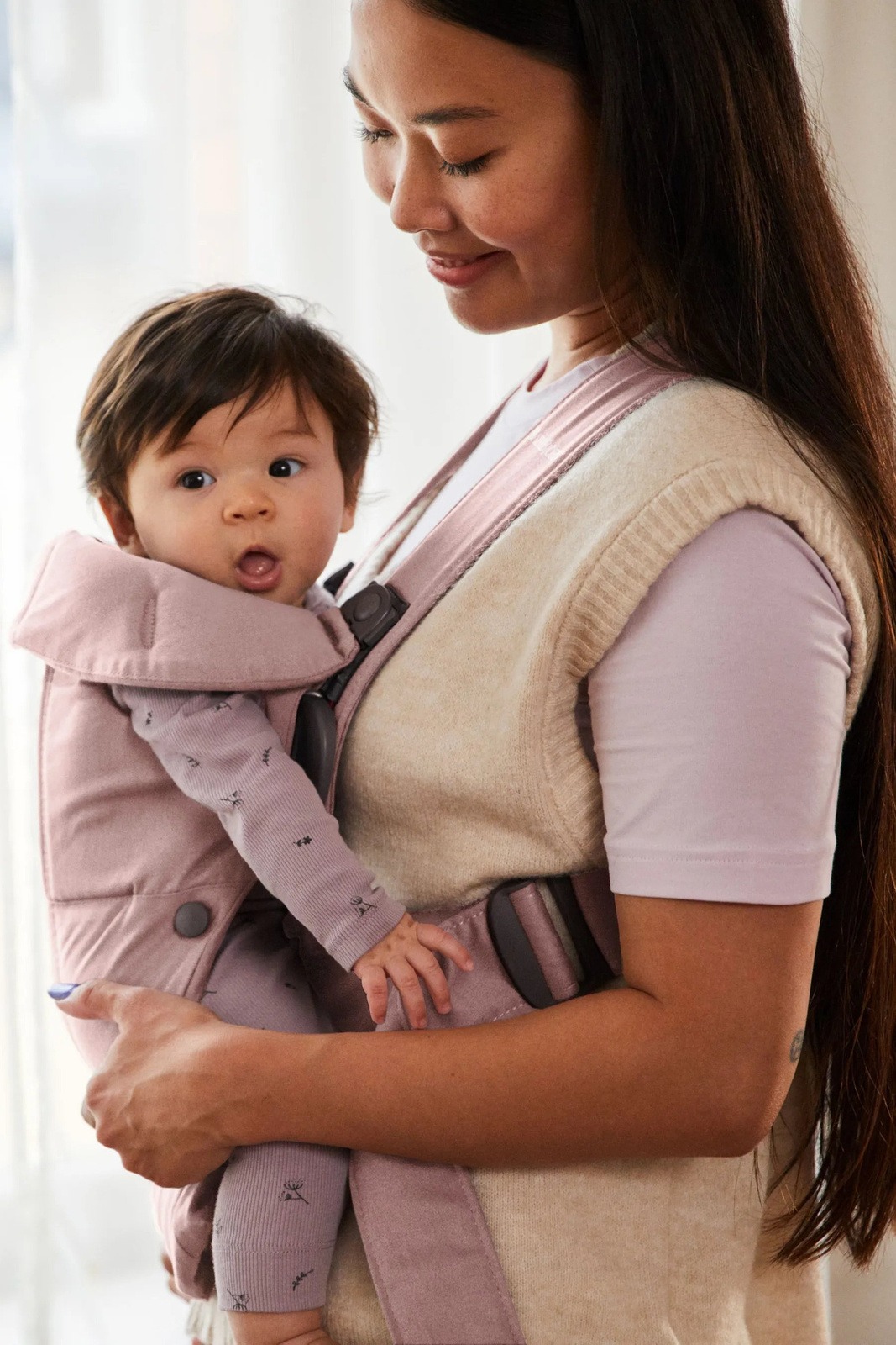 BABYBJÖRN - Baby Carrier MINI Cotton, Dusty Pink
