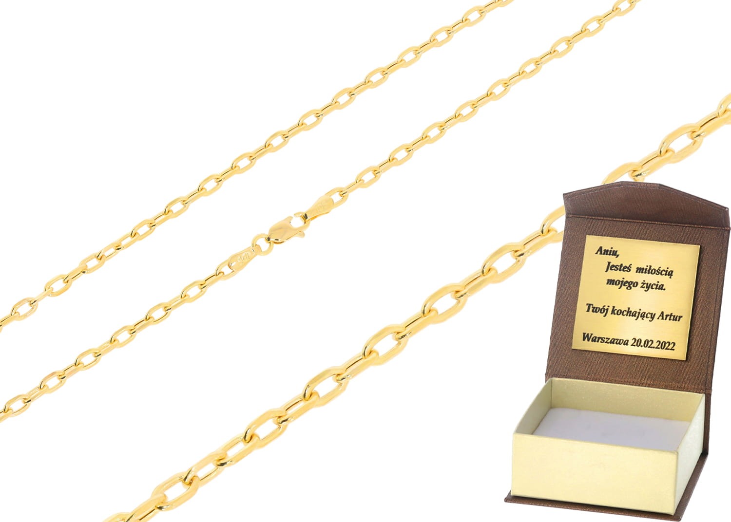 Złoty łańcuszek pusty ankier Próby 585