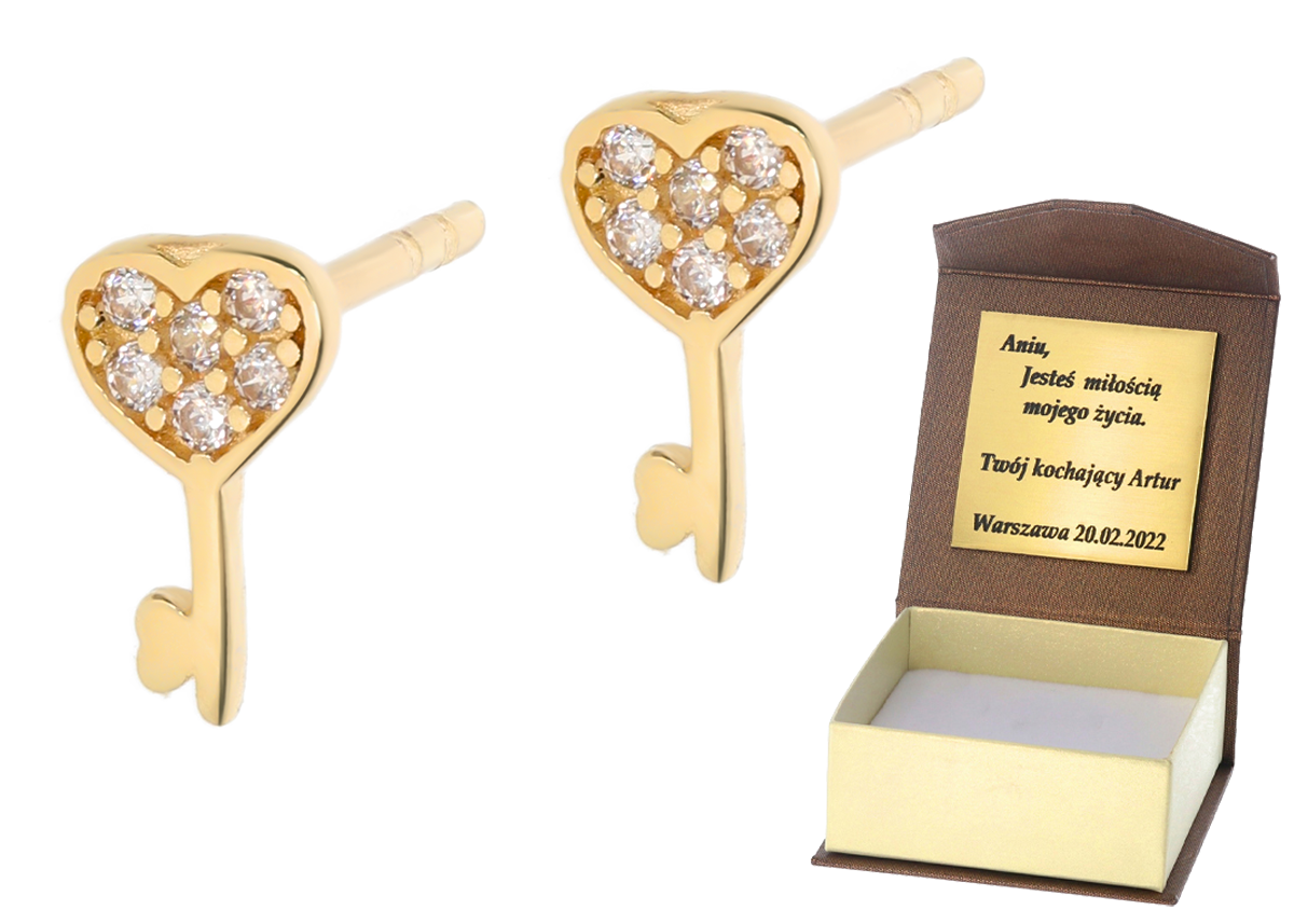 Złote kolczyki wiszące z cyrkoniami Próby 585