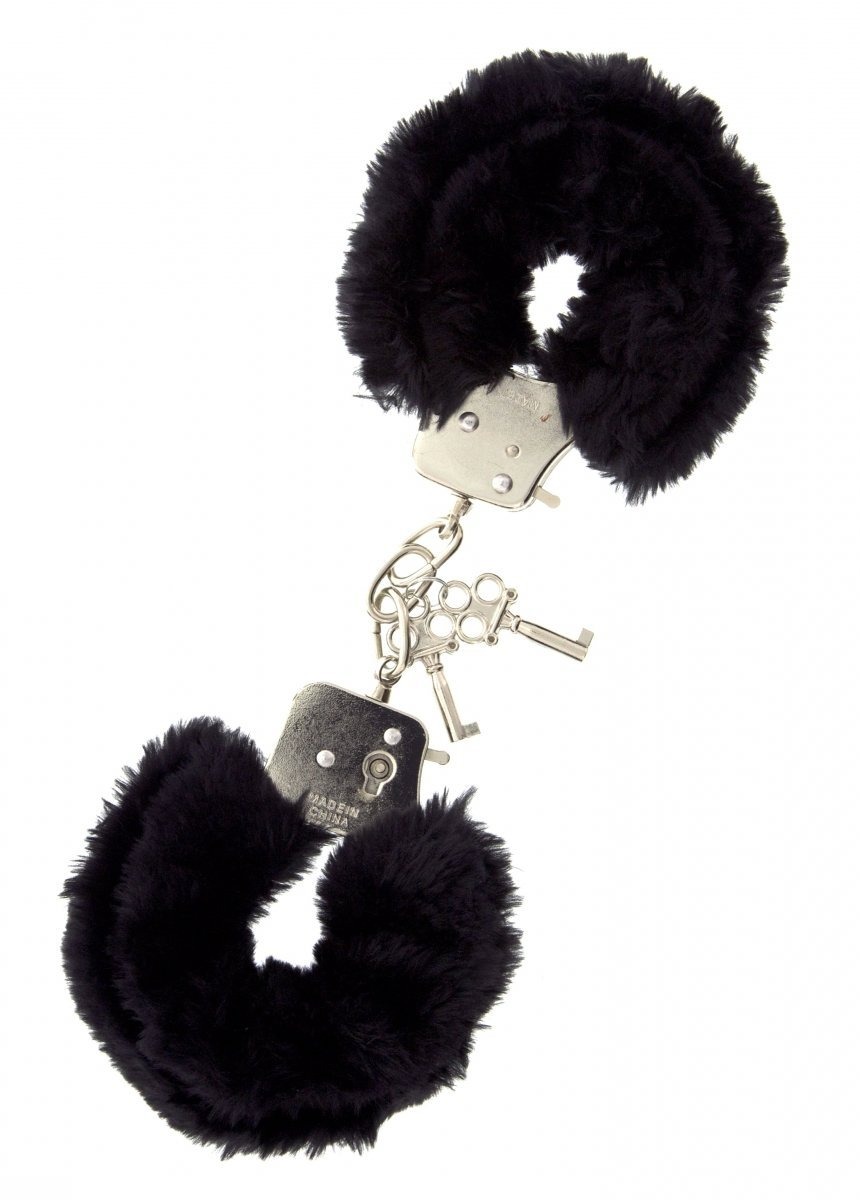 Dream Toys Handcuffs With Plush Black - kajdanki (czarne)