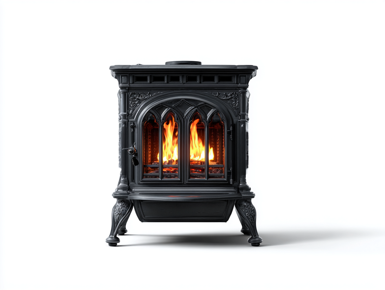 Kamin Gusseisen 70x50x85 cm - Schwarz - klassisches Design - für Wohnzimmer-Nestgethaus