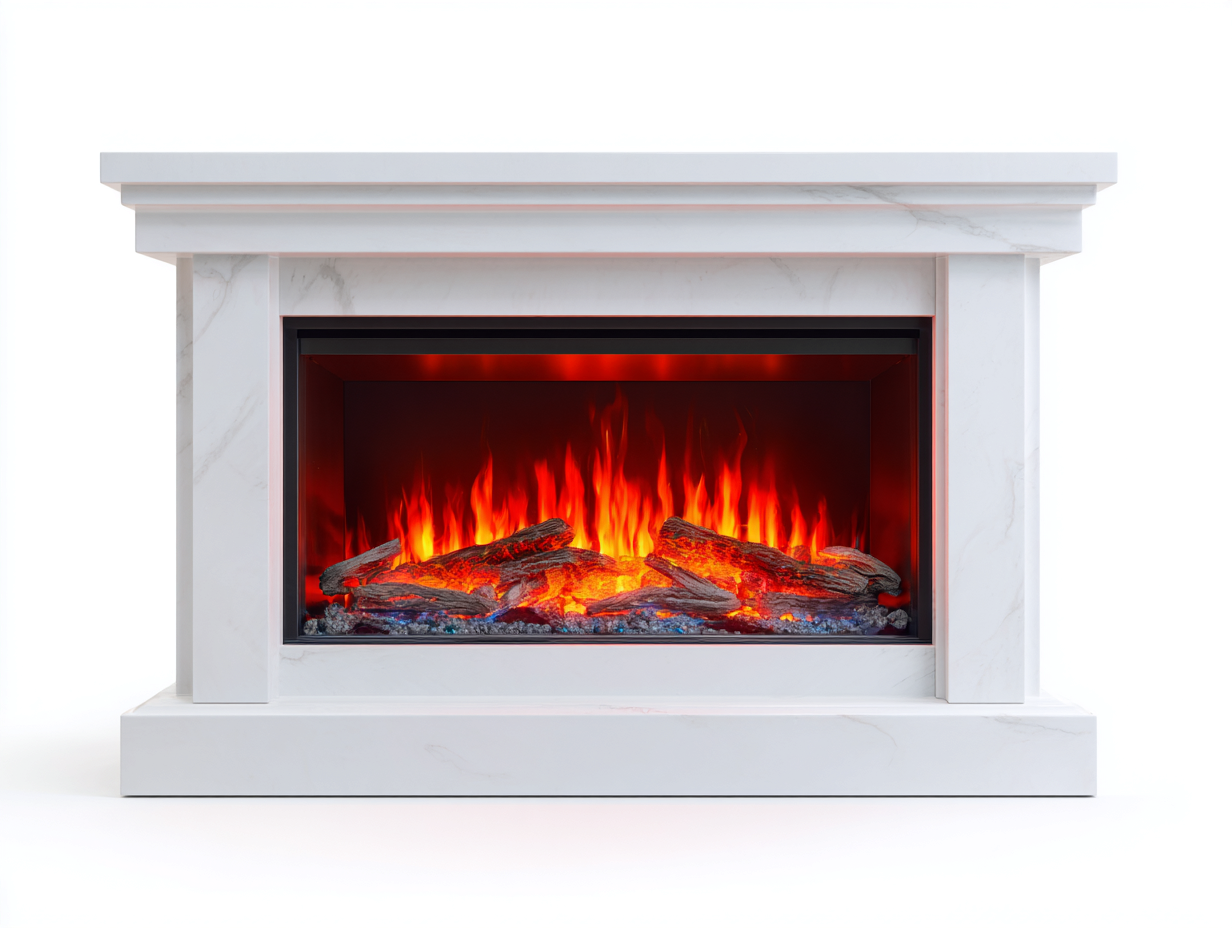 Kamin Elektrokamin MDF 125x35x105 cm - Weiß - klassisches Design - für Wohnzimmer-Nestgethaus