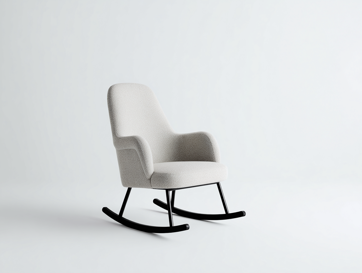 Schaukelstuhl Stoff Metall 82x90x98 cm - Grauweiß - modernes Design - für Wohnzimmer-Nestgethaus