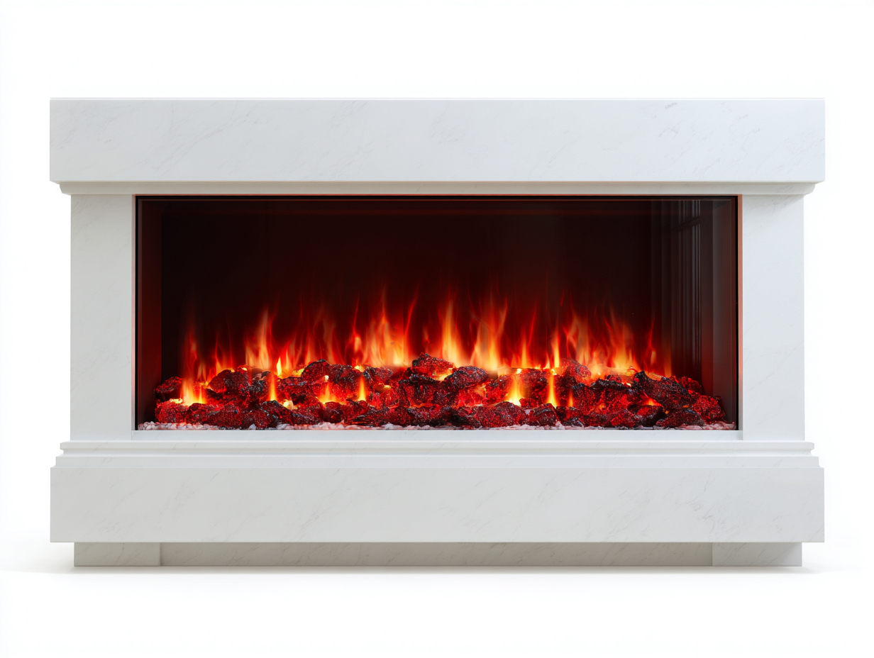 Kamin Elektrokamin MDF Steinoptik 160x32x70 cm - Weiß - modernes Design - für Wohnzimmer-Nestgethaus