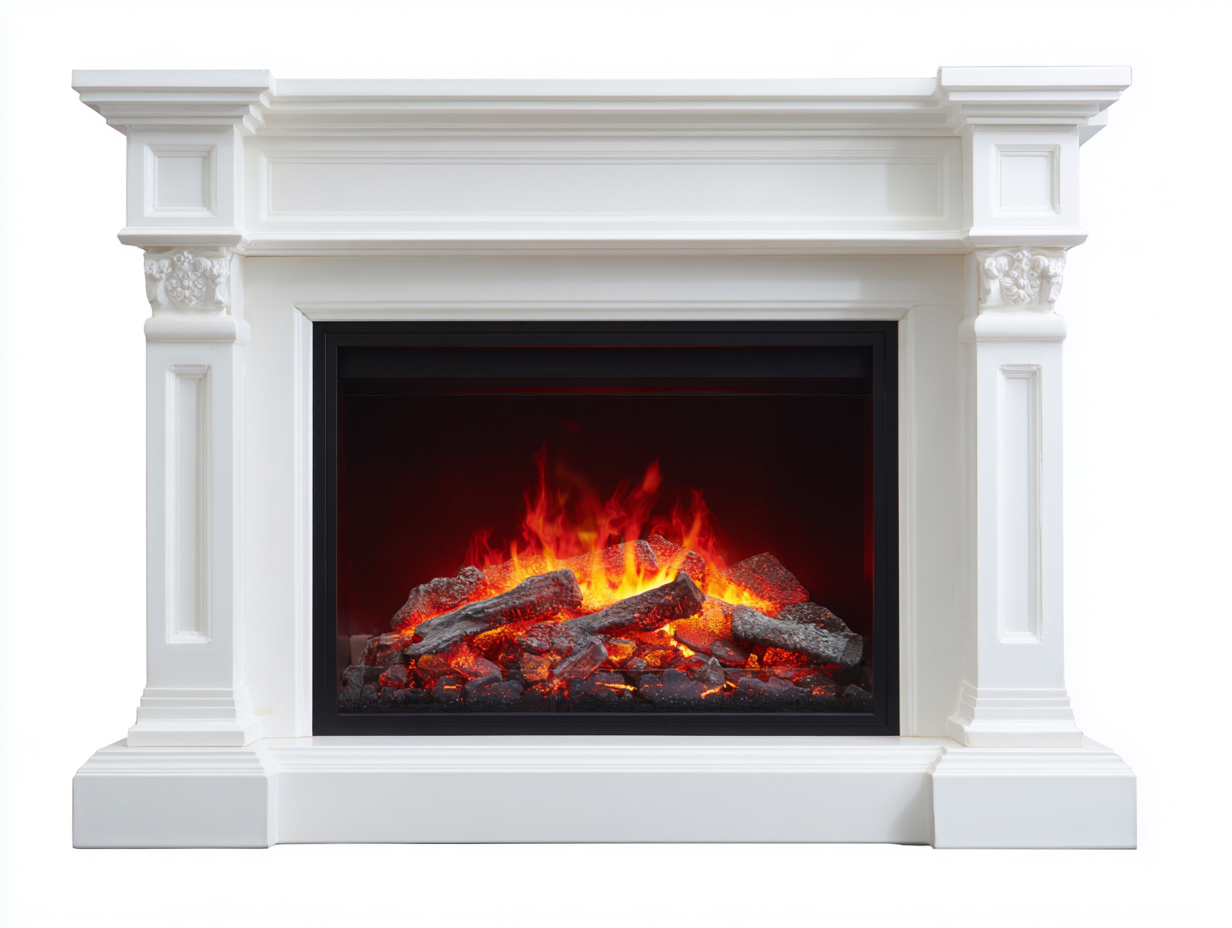 Kamin Elektrokamin MDF 130x35x105 cm - Weiß - klassisches Design - für Wohnzimmer-Nestgethaus