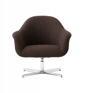 Audo HARBOUR Fotel Wypoczynkowy Obrotowy - Podstawa Czarna / Ciemnobrązowy (Logan Haze)