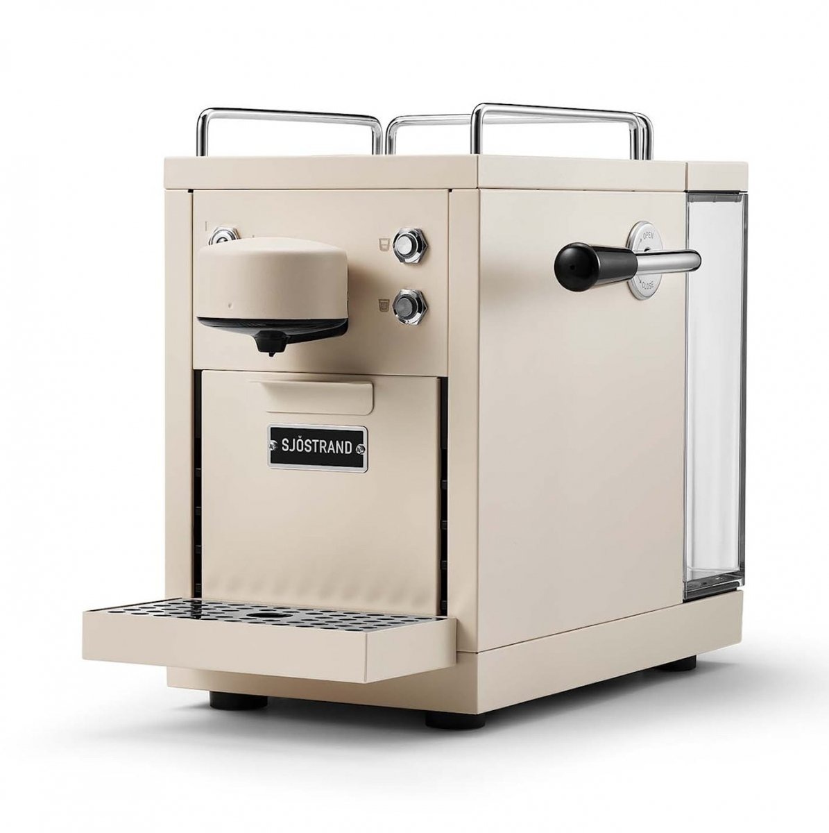 Sjöstrand THE ORIGINAL Ekspres ze Stali Polerowanej do Kawy w Kapsułkach / Beżowy (Kompatybilny z Nespresso)