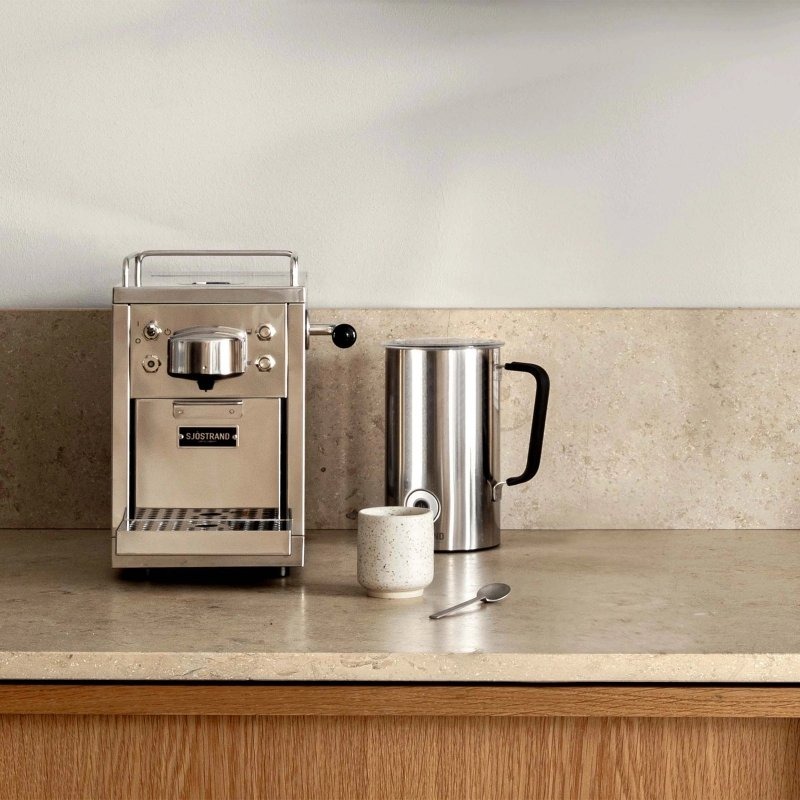 Sjöstrand THE ORIGINAL Ekspres ze Stali Polerowanej do Kawy w Kapsułkach / Srebrny (Kompatybilny z Nespresso)