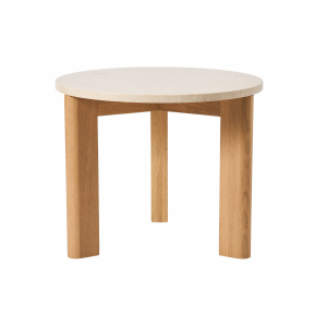 Andersen Furniture EVOKE Dębowy Stolik Kawowy z Marmurowym Blatem 55 cm / Kremowy