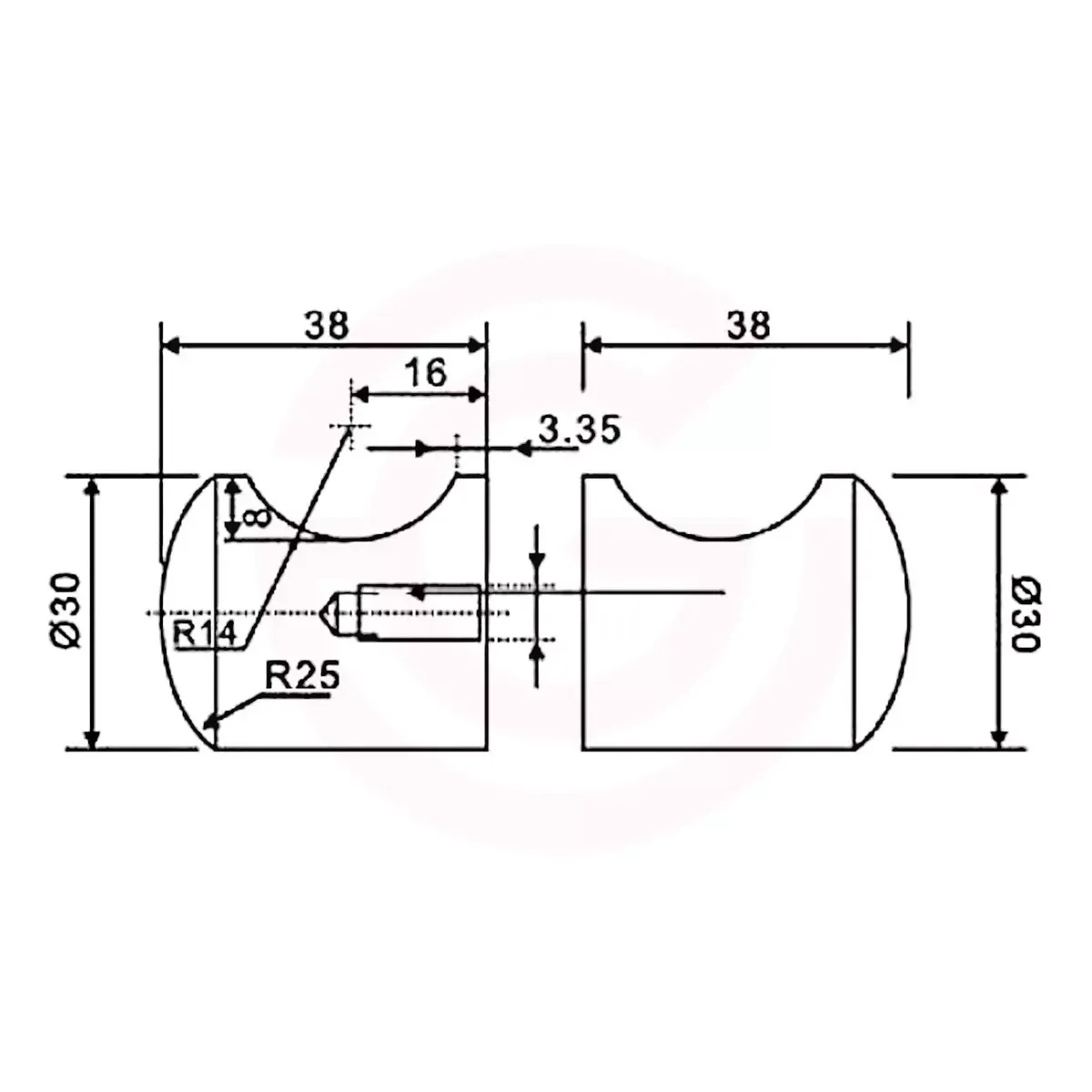Gałka drzwi kabiny prysznicowej ø30mm stal nierdzewna