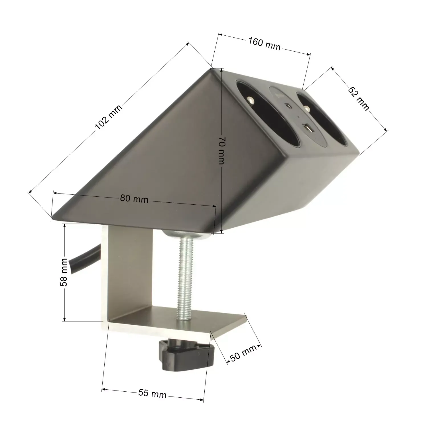 Mediaport Lumo Edge 2x230V FR/B/PL USB A+C 30W 3,0m EU Plug czarny