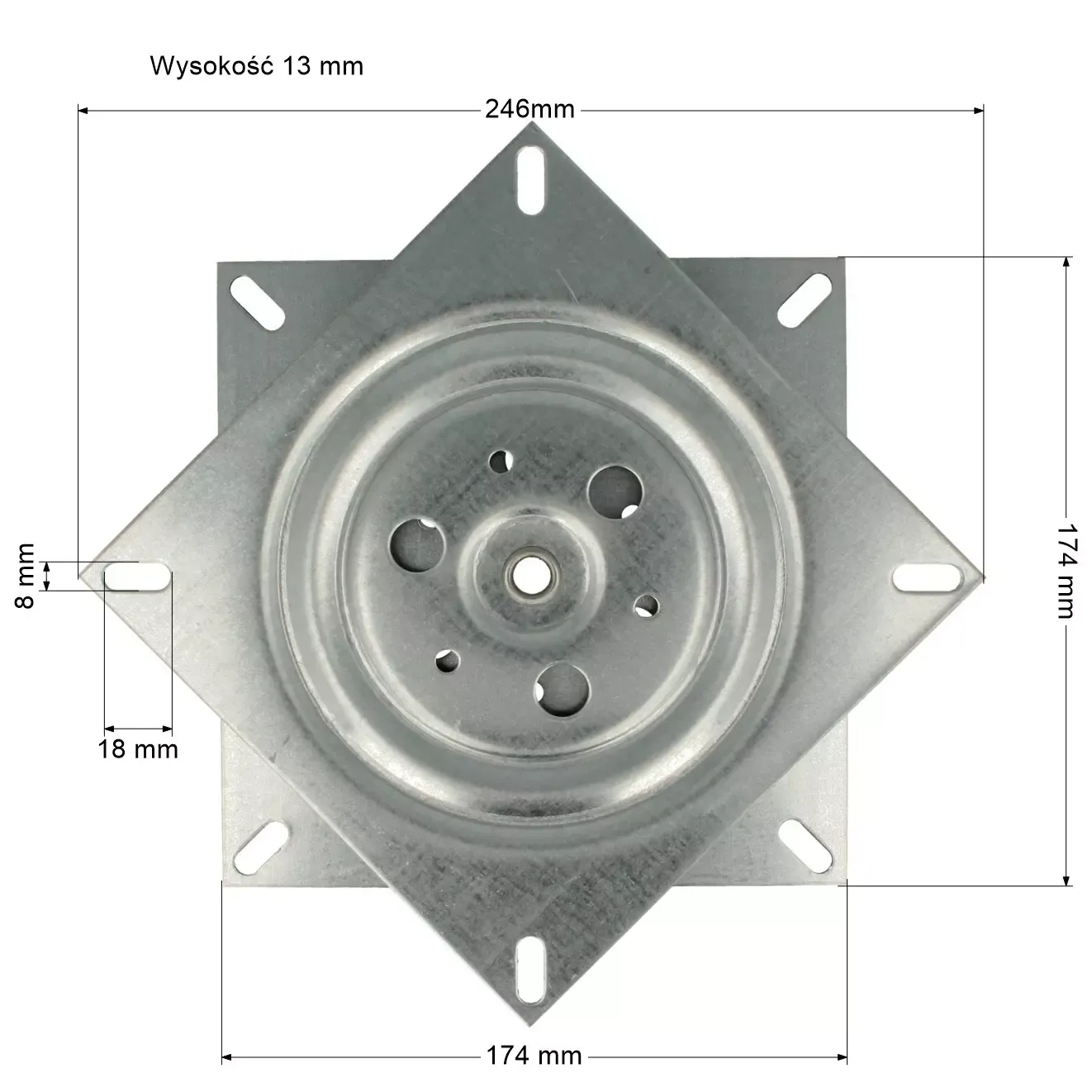 Obrotnica meblowa 360° 174x174mm 100kg