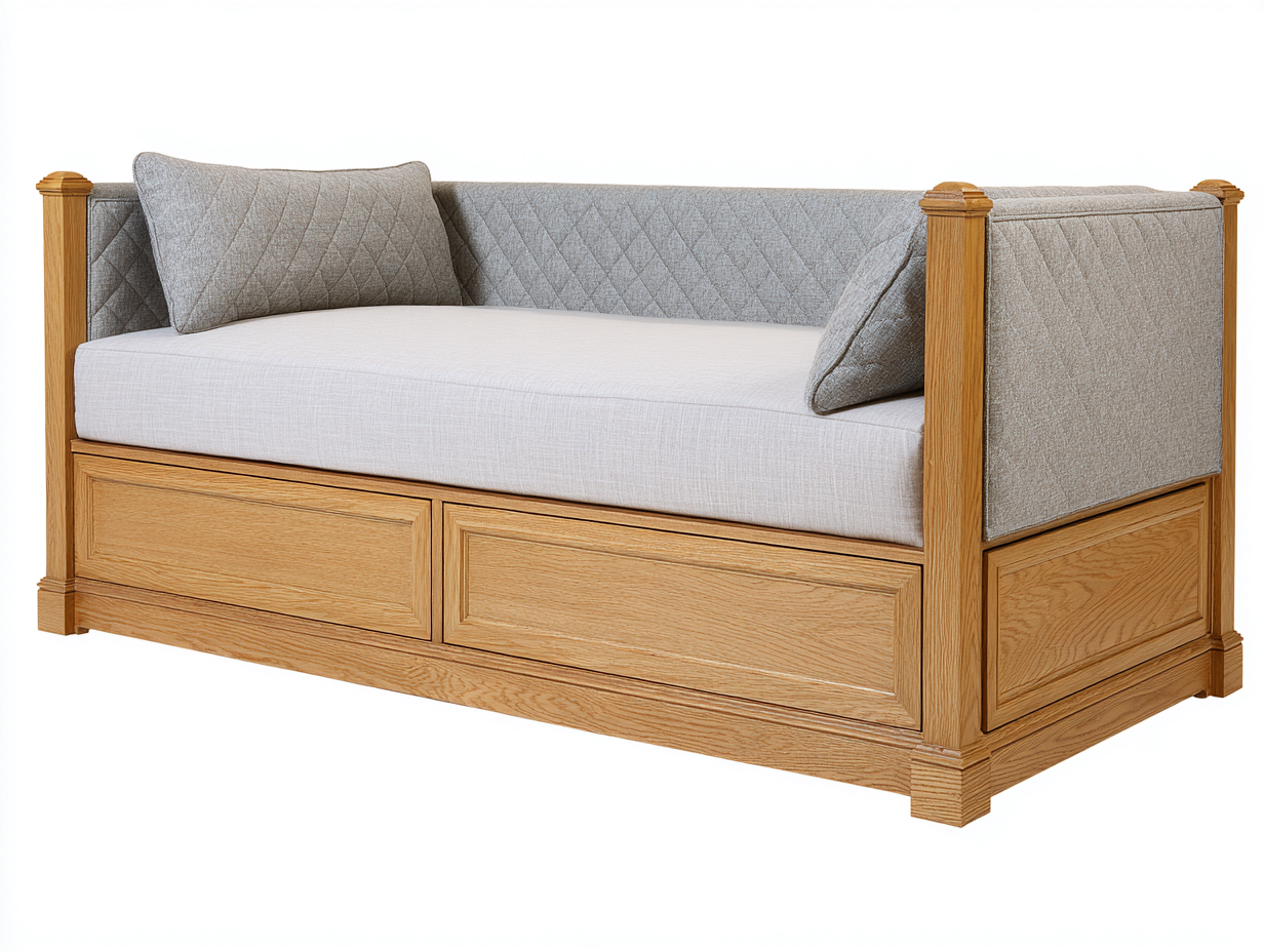 Sofás cama madera maciza 200x90x80 cm - madera natural - diseño funcional con cajones-Denupbase