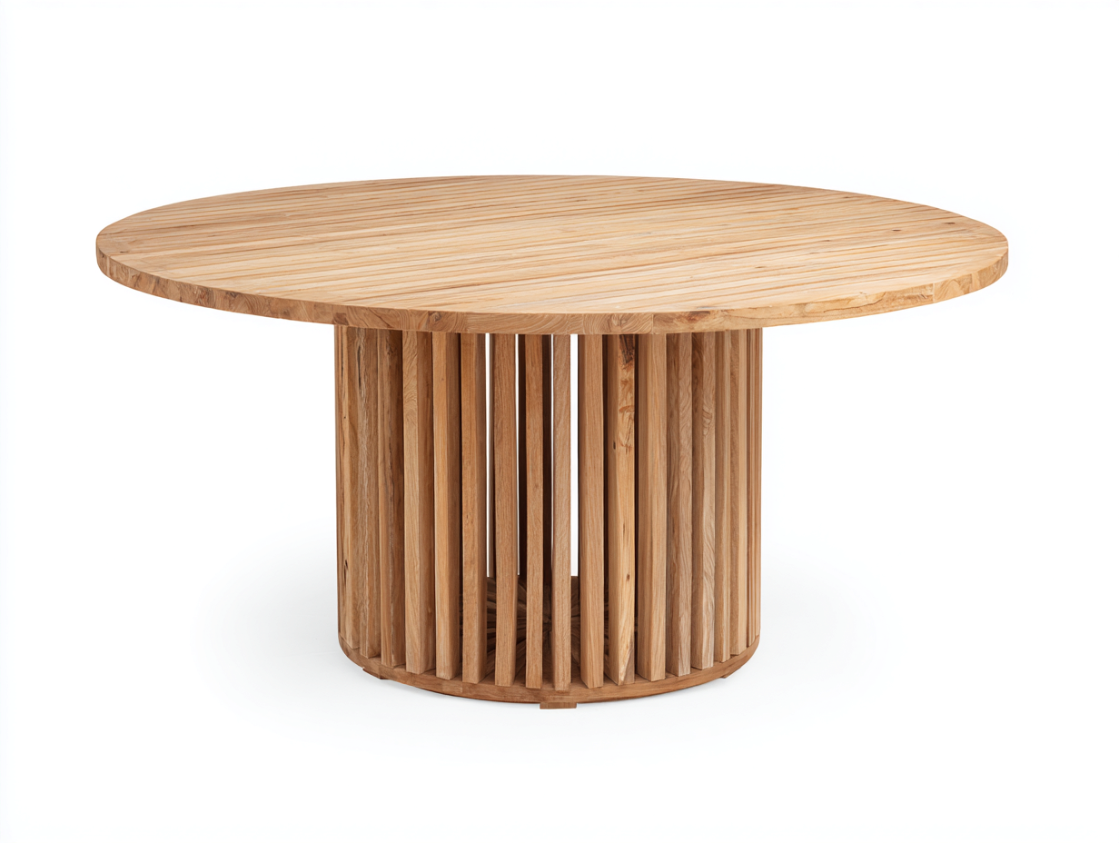 Mesas de jardín redonda de madera maciza 140x140x75 cm - marrón - diseño moderno para exterior-Denupbase