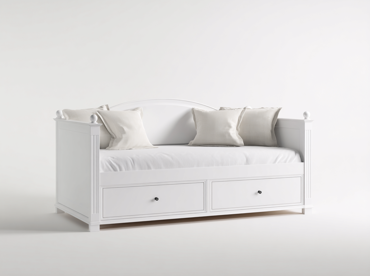 Sofás cama de madera con 2 cajones 200x90x90 cm - blanco - diseño clásico multifuncional-Denupbase