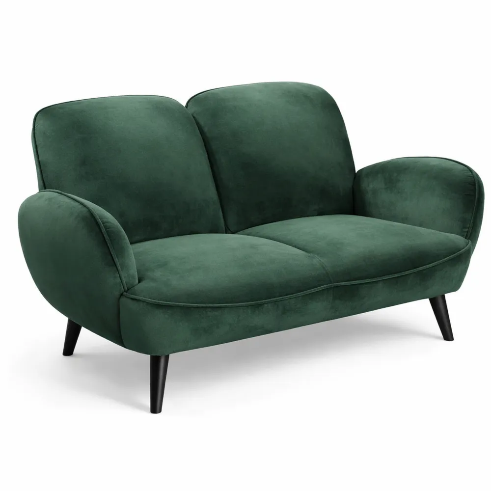 Elegantes 2-Sitzer Sofa aus grünem Samt