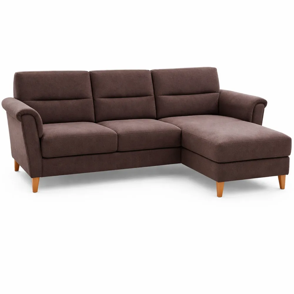 Gemütliches L-förmiges Ecksofa im Landhausstil mit Chenille-Bezug, Braun