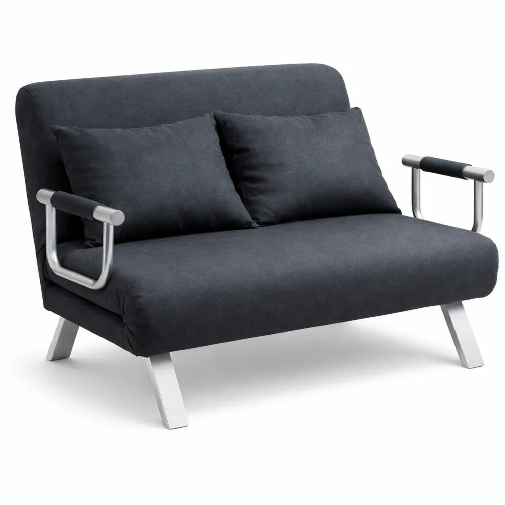 Verstellbares Schlafsofa mit Schlaffunktion und Kissen, Samtoptik, Schwarz