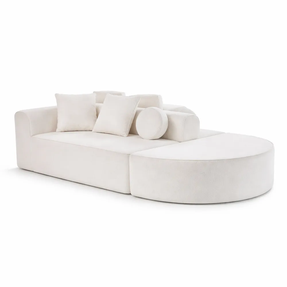 Modernes 5-Sitzer-Modulsofa mit Kissen, wolkenweiches Design, montagefrei, für Wohnzimmer und Schlafzimmer geeignet (Weiß)